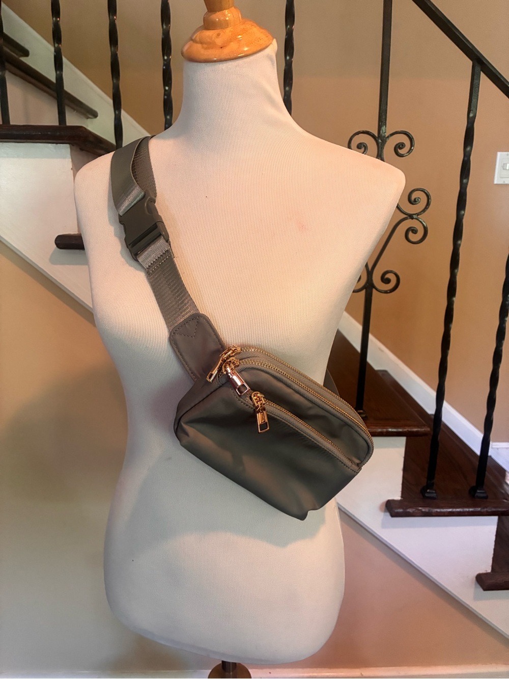 Altar’d State Grey Belt Bag with Gold Hardware